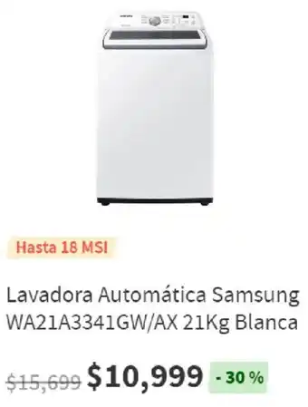 Elektra Lavadora Automática Samsung WA21A3341GW/AX 21kg Blanca oferta