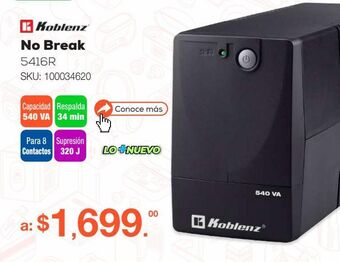 No break koblenz 5416r / 8 contactos / 540 va / negro