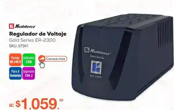 Regulador de voltaje koblenz gold series er-2300 / 8 contactos / 2300 va / negro