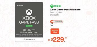 RadioShack Xbox game pass ultimate / suscripción 1 mes / xbox one / pc / descargable oferta
