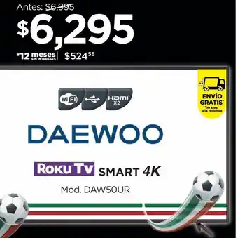 Chedraui Pantalla daewoo rokutv smart 4k 50" oferta