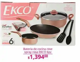 Batería de cocina rose spray rosa ekco 6pz