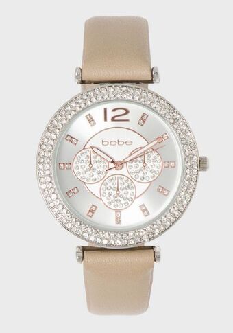 Bebe Taupe & silver crystal bezel watch oferta