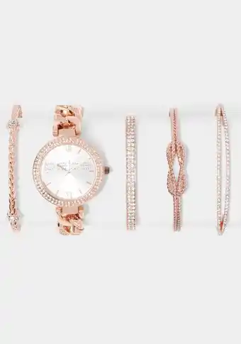 Bebe Rose gold crystal logo watch set oferta