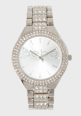Bebe Silver crystal bezel logo watch oferta