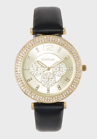 Bebe Black & gold crystal bezel watch oferta