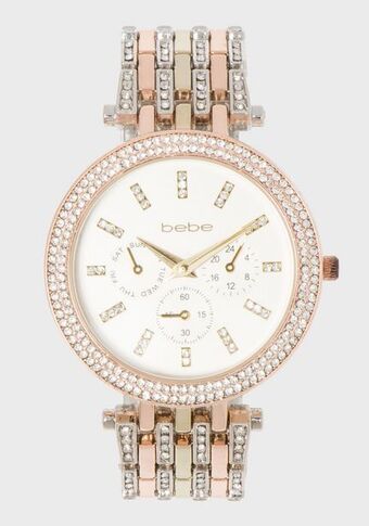 Bebe Tri-tone crystal bezel watch oferta