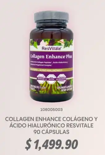 Collagen enhance colágeno y ácido hialurónico resvitale 90 cápsulas