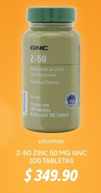 GNC Z-50 zinc 50 mg gnc 100 tabletas oferta