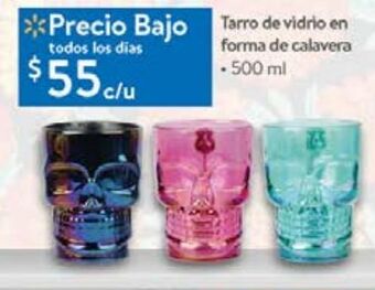 Tarro de vidrio en forma de calavera 500ml
