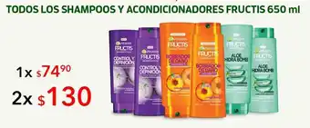 Shampoo y acondicionador fructis 650ml