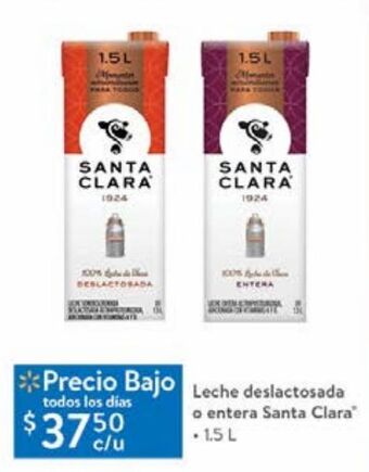 Walmart Leche deslactosada o entera santa clara 1,5l oferta