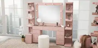Muebles Dico Cómoda con espejo 140 cm sweet vanity rosa oferta