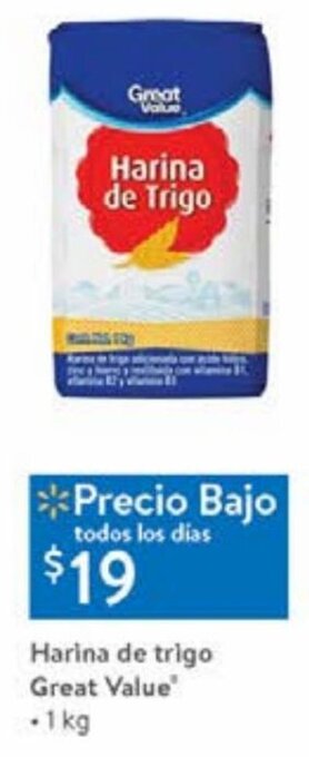 Walmart Harina de Trigo Great Value 1kg oferta