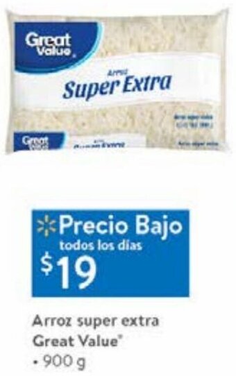 Walmart Arroz Super Extra Great Value 900g oferta