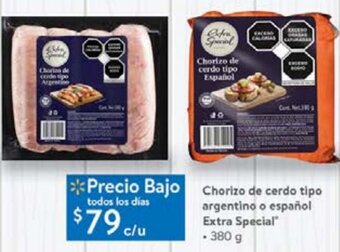 Walmart Chorizo de Cerdo Tipo Argentino o Español Extra Special 380g oferta