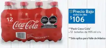 Walmart Pack Coca Cola 12 Botlles de 355ml c/u oferta