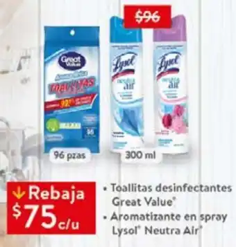 Walmart Toallitas Desinfectantes Great Value Lysol Neutra Air oferta