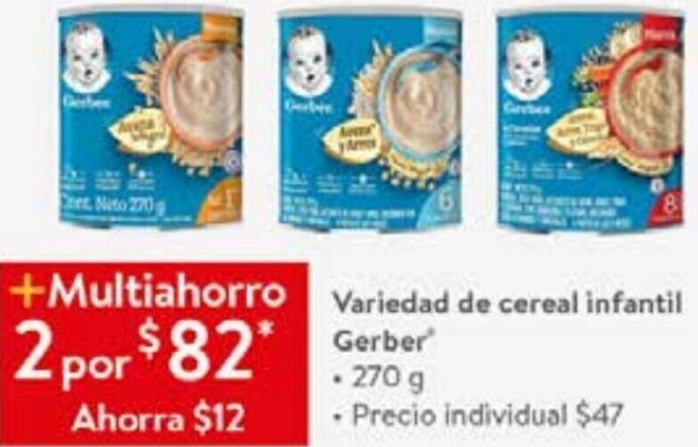 Walmart Variedad de Cereal Infantil Gerber 270g oferta