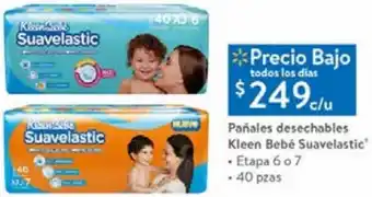 Walmart Pañales Deschables Kleen Bebé Suavelastic Etapa 6 o 7 40 pzas oferta