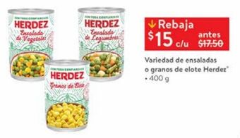 Walmart Ensaladas o granos de elote herdez 400g oferta