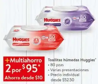 Walmart Toallitas húmedas huggies 80pzas x2 oferta