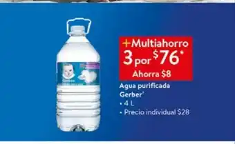 Walmart Agua purificada gerber 4l x3 oferta