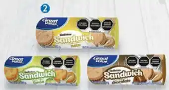 Galleta sandwich con relleno great value 150g