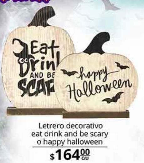 La Comer Letrero decorativo eat drink and be scary o happy halloween oferta