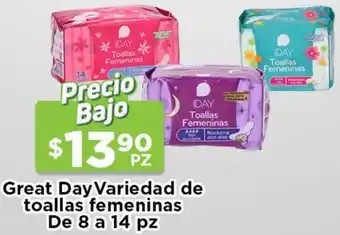 HEB Great Day Variedad de Toallas Femeninas 8 a 14pz oferta