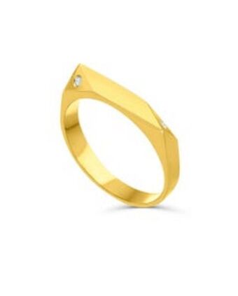 Joyerías Bizzarro Anillo unisex en oro amarillo 14k con 4 puntos de diamante medida 10 oferta