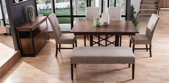 Muebles Dico Comedor rectangular barret teka con banca y 4 sillas d'angelo oferta