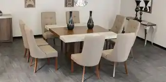 Muebles Dico Comedor cuadrado luxor con 8 sillas café oferta
