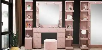 Muebles Dico Cómoda con espejo 120 cm sweet vanity rosa oferta