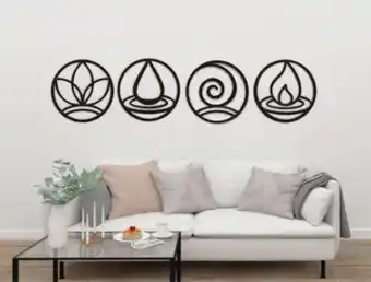 Muebles Dico Set de 4 figuras decorativas para pared elementos negro oferta