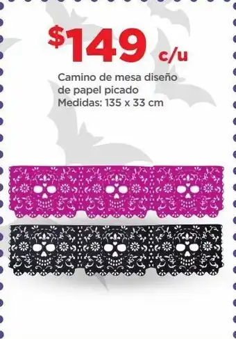 Bodega Aurrerá Camino de mesa diseño de papel picado medidas: 135 x 33 cm oferta