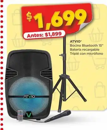 Bodega Aurrerá Bocina bluetooth 15" atvio oferta