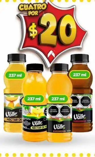 Bodega Aurrerá Jugos del valle x4 oferta