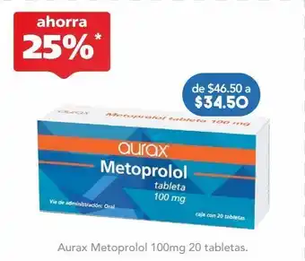 Farmacia San Pablo Metoprolol tab 100mg c/20 aurax oferta