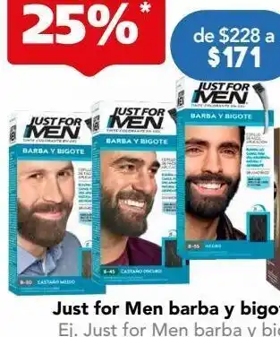 Farmacia San Pablo Just for men tinte para barba y bigote en gel tono negro 28 g oferta