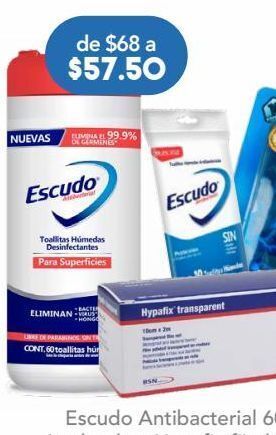 Farmacia San Pablo Escudo toallitas desinfectantes para superficies 60 piezas oferta