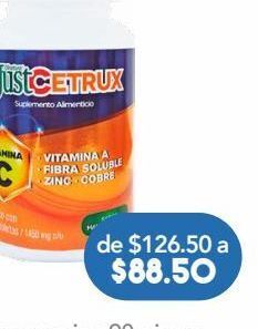 Farmacia San Pablo Justcetrux vitamina c + vitamina a, fibra soluble, zinc y cobre sabor manzana verde 60 tableta oferta