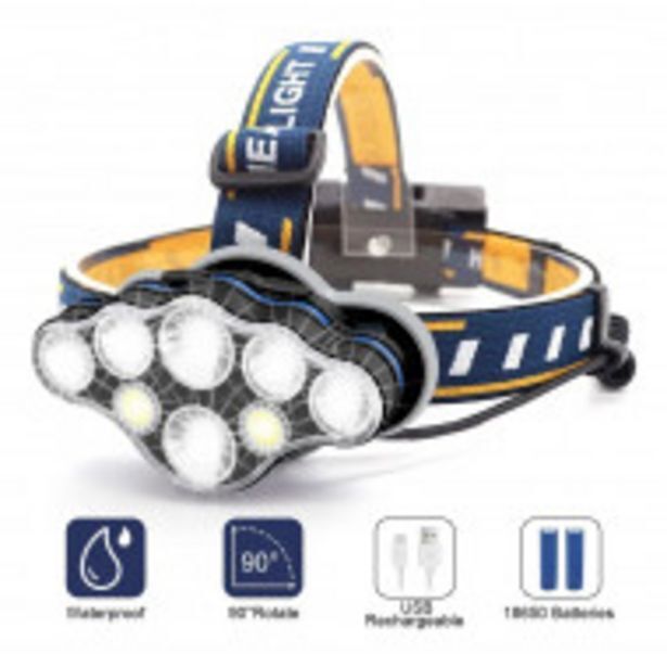 Fandeal Lampara de cabeza recargable usb linterna frontal 8 modos oferta