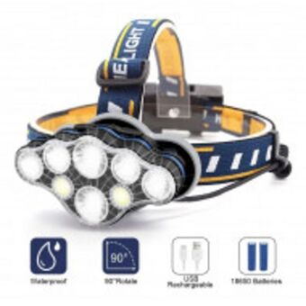 Fandeal Lampara de cabeza recargable usb linterna frontal 8 modos oferta