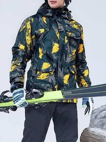 SHEIN Hombres cazadora deportiva con estampado con cremallera con capucha oferta