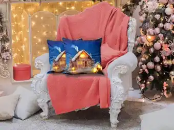 Cojín con luz navideño cabaña