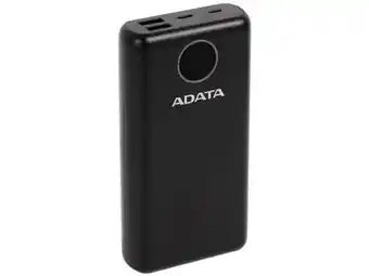 Batería portátil recargable adata p20000qcd power bank de 20,000 mah, color negro.