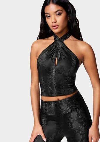 Bebe Vegan leather cross front top oferta