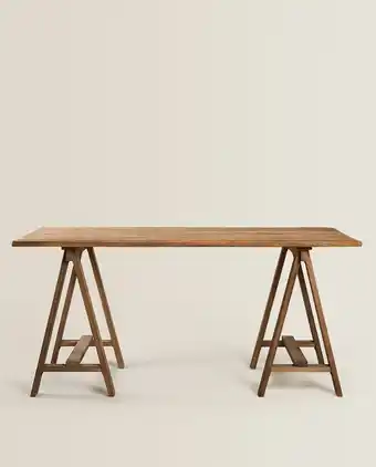 ZARA HOME Mesa caballetes madera reciclada oferta