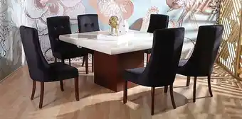 Muebles Dico Comedor cuadrado perla con sillas luxor negro oferta